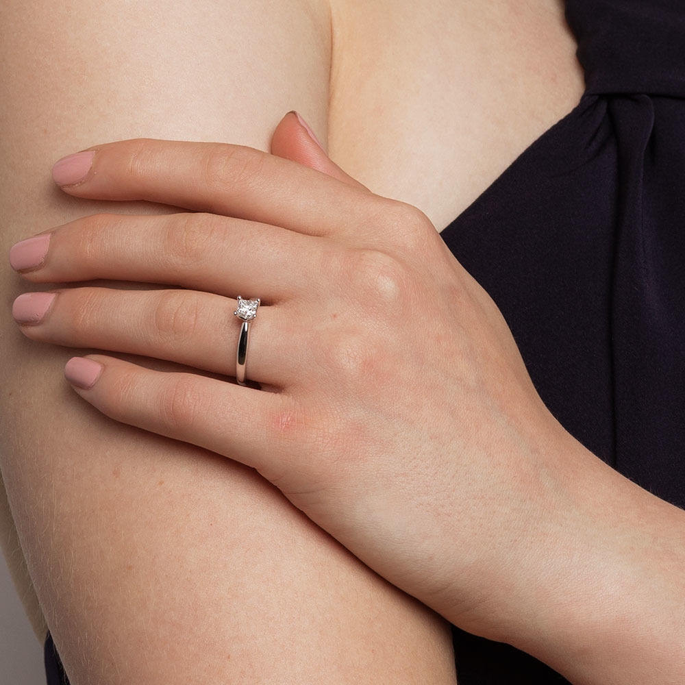 Whitefire Solitaire Engagement Ring with a 1/2 Carat TW Diamond In 18kt White & 22kt Yellow Gold