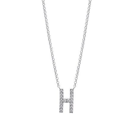 "H" Initial necklace with 0.10 Carat TW of Diamonds in 10kt White Gold "H" Initial necklace with 0.10 Carat TW of Diamonds in 10kt White Gold