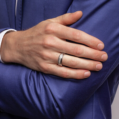 Men's Ring with 1 Carat TW of Diamonds in 10kt White Gold Men's Ring with 1 Carat TW of Diamonds in 10kt White Gold
