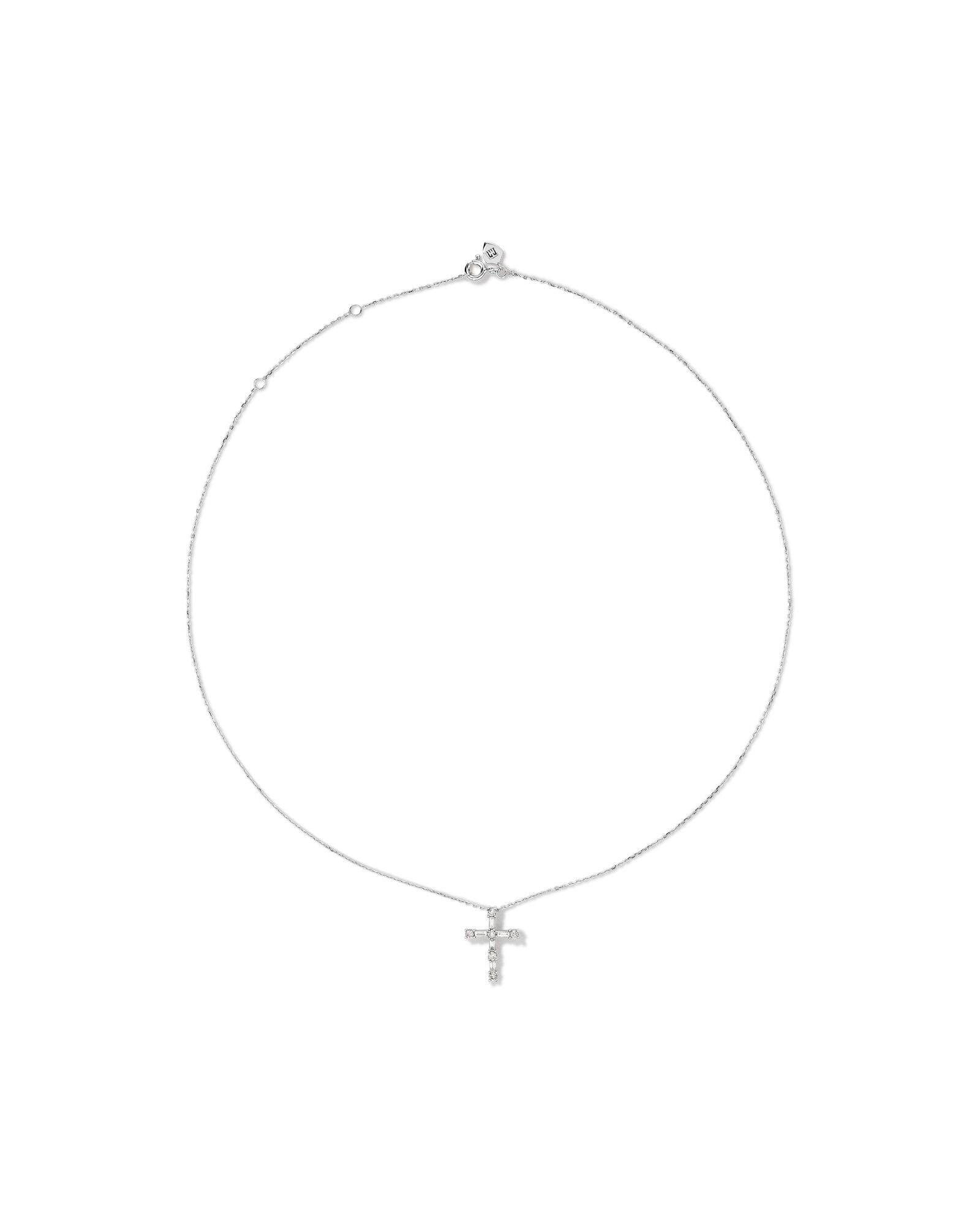0.34 Carat TW Baguette and Round Brilliant Diamond Cross Pendant in 10kt White Gold
