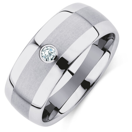 Men's Ring with a Diamond in Grey Sapphire Tungsten
