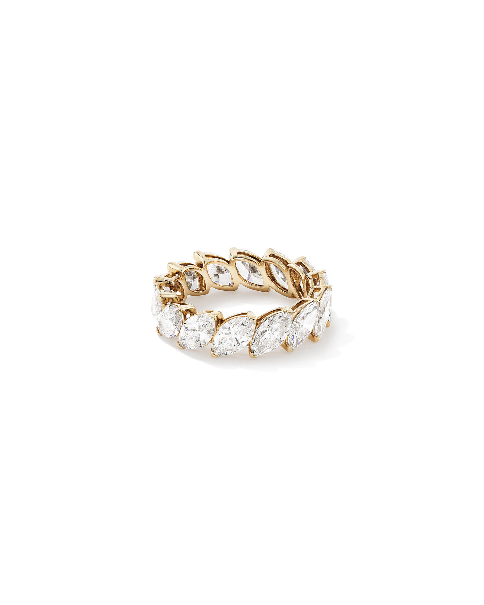 5.60 Carat TW Marquise Cut Laboratory Grown Diamond Eternity Ring in 14kt Yellow Gold