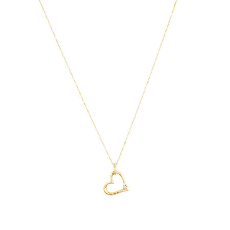 Heart Pendant with A Diamond in 10kt Yellow Gold Heart Pendant with A Diamond in 10kt Yellow Gold
