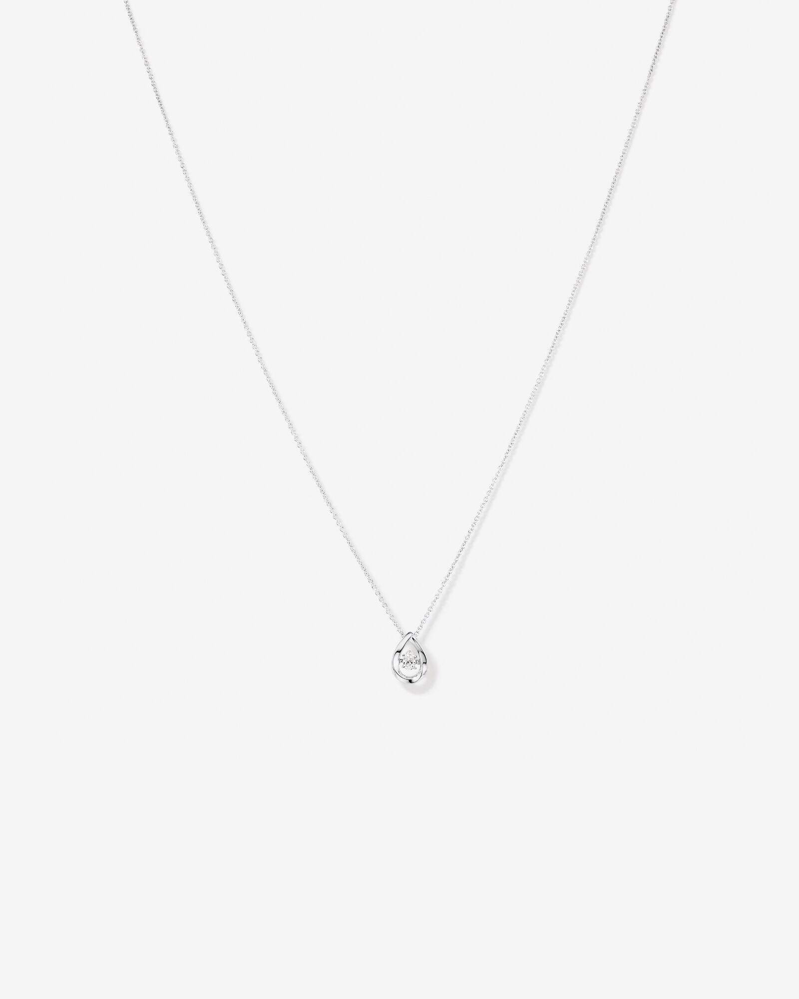 Lume Lab Pear Pendant with 0.10 Carat TW of Laboratory-Grown Diamond in Sterling Silver
