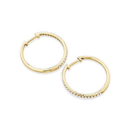 Pave Hoops with 0.35 Carat TW of Diamonds in 10kt Yellow Gold Pave Hoops with 0.35 Carat TW of Diamonds in 10kt Yellow Gold