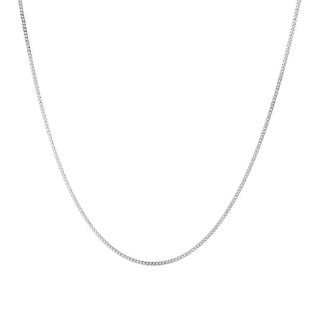 50cm (20") 1mm-1.5mm Width Curb Chain in 10kt White Gold