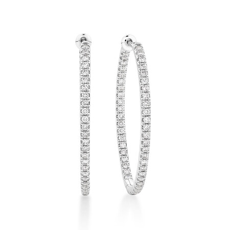 Oval Shape Hoop Earrings with 1.00ct TW of Diamonds in 10kt White Gold Oval Shape Hoop Earrings with 1.00ct TW of Diamonds in 10kt White Gold