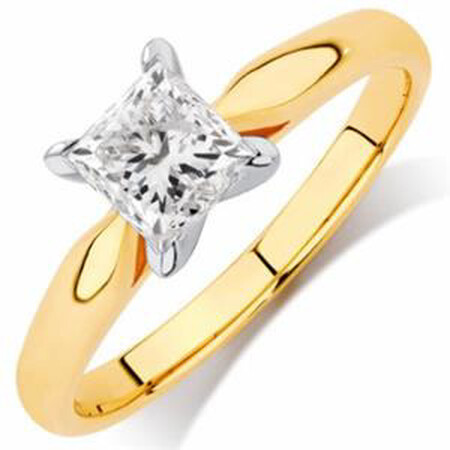 Evermore Engagement Ring with 1 Carat TW Diamond Solitaire in 14kt Yellow & White Gold Evermore Engagement Ring with 1 Carat TW Diamond Solitaire in 14kt Yellow & White Gold