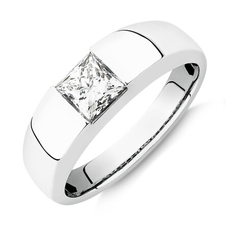 Laboratory-Created 1 Carat Men's Ring in 14kt White Gold Laboratory-Created 1 Carat Men's Ring in 14kt White Gold