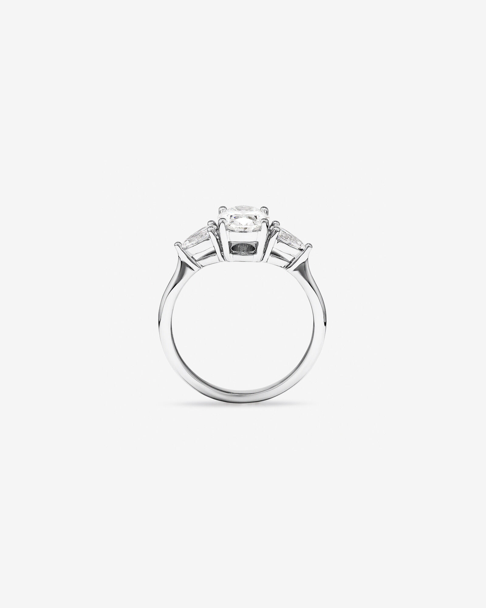 1.65 Carat TW Three Stone Oval and Pear Shaped Laboratory-Grown Diamond Engagement Ring in 14kt Gold