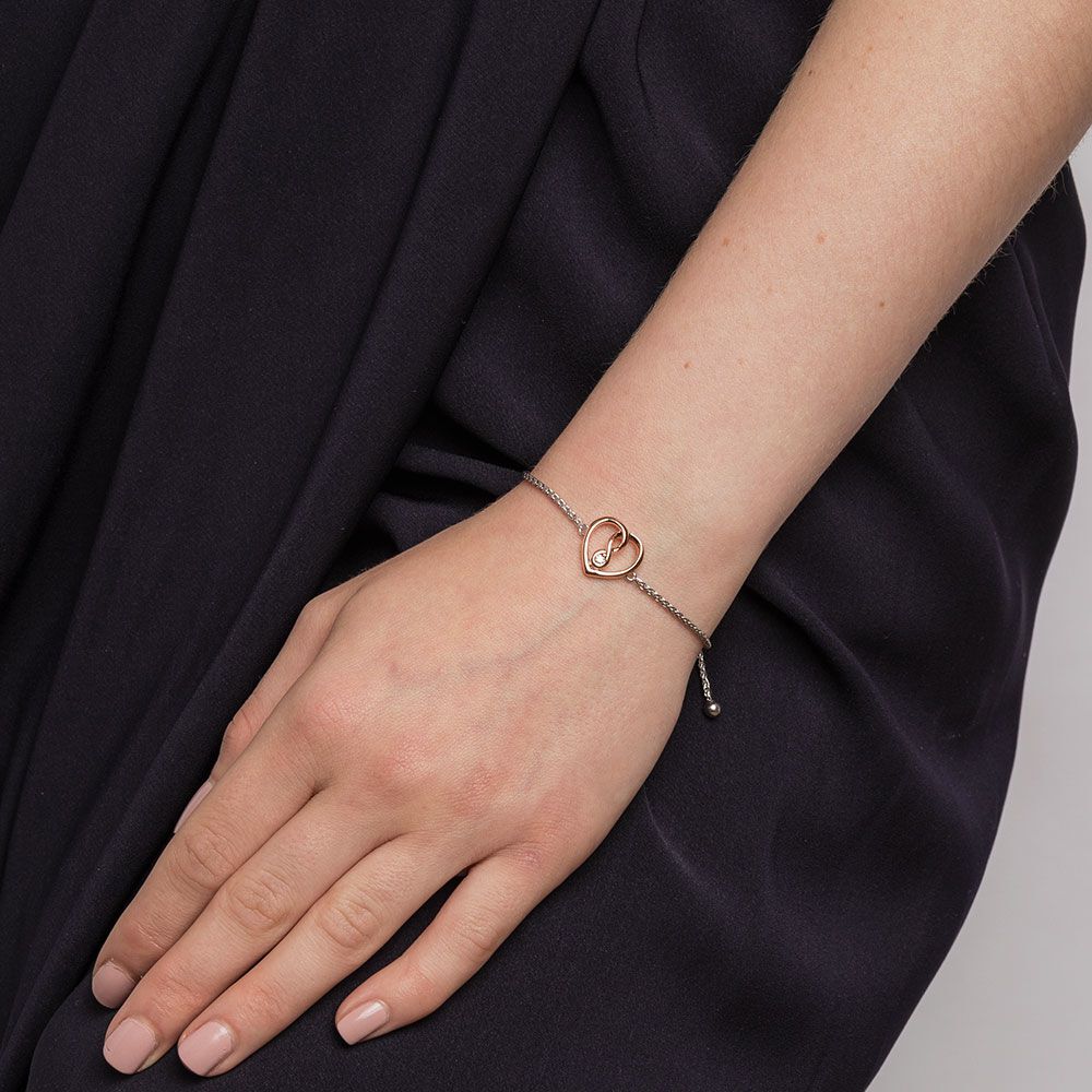 Infinitas Bracelet with Diamonds in Sterling Silver & 10kt Rose Gold