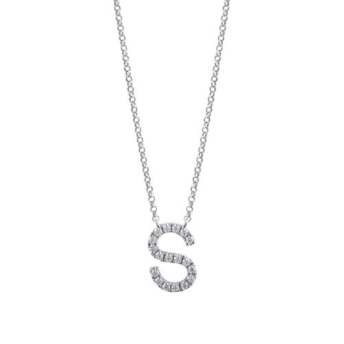 S' Initial necklace with 0.10 Carat TW of Diamonds in 10kt White Gold