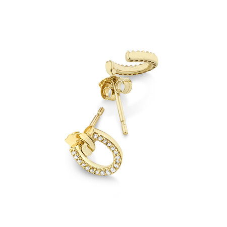 Mini Horseshoe Earrings with Diamonds in 10kt Yellow Gold Mini Horseshoe Earrings with Diamonds in 10kt Yellow Gold
