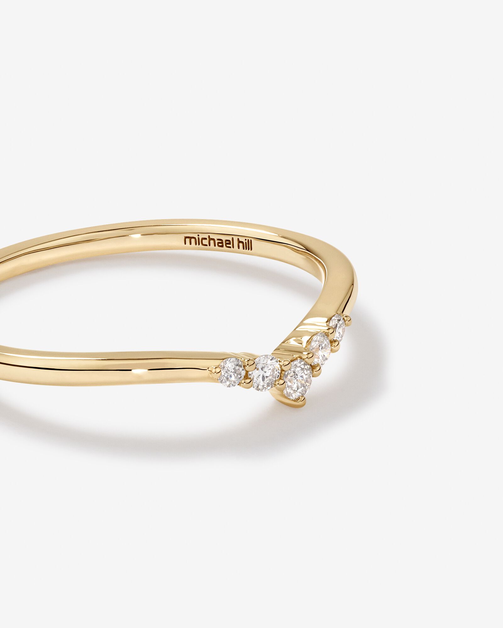 Diamond Chevron Wedding Band in 14kt Yellow Gold