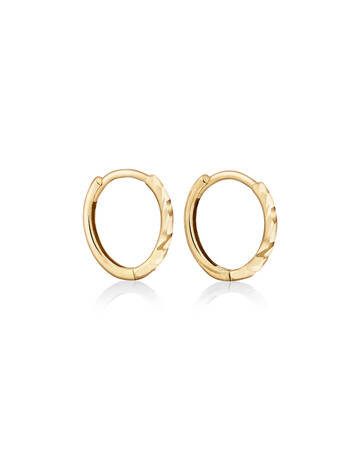 Mini Hoop Diamond Cut Earrings in 10kt Yellow Gold Mini Hoop Diamond Cut Earrings in 10kt Yellow Gold