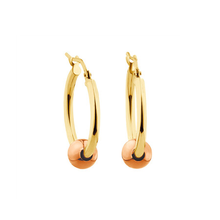 Ball Hoop Earrings in 10kt Yellow & Rose Gold Ball Hoop Earrings in 10kt Yellow & Rose Gold