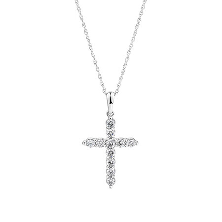 Cross Pendant with 1/2 Carat TW of Diamonds in 10kt White Gold Cross Pendant with 1/2 Carat TW of Diamonds in 10kt White Gold