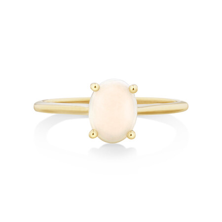 Ring with Natural White Opal in 10kt Yellow Gold Ring with Natural White Opal in 10kt Yellow Gold