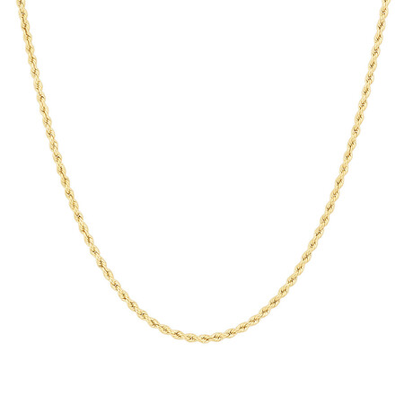 45cm (18") Hollow Rope Chain in 10kt Yellow Gold 45cm (18") Hollow Rope Chain in 10kt Yellow Gold