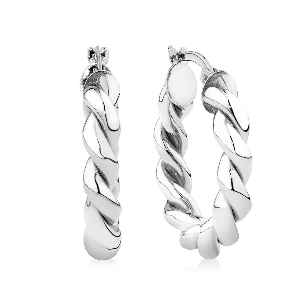Silver twist hoop earrings on sale