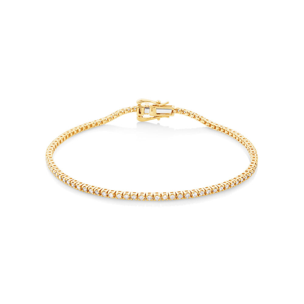 0.82 Carat TW Diamond Tennis Bracelet 10kt Yellow Gold