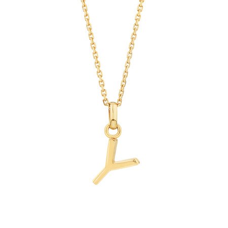 "Y" Initial Pendant with Chain in 10kt Yellow Gold