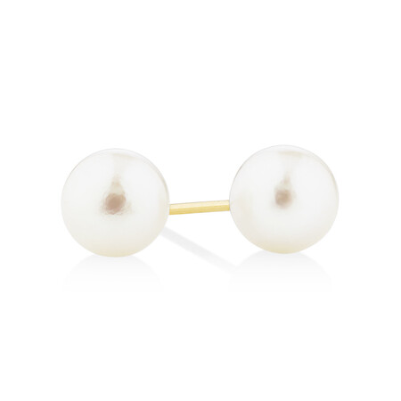 Stud Earrings with 6mm Round Cultured Freshwater Pearl in 10kt Yellow Gold Stud Earrings with 6mm Round Cultured Freshwater Pearl in 10kt Yellow Gold