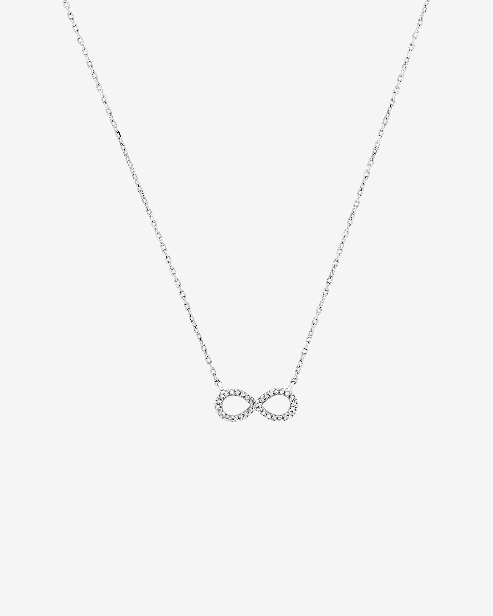 Infinity Necklace with Diamonds in Sterling Silver