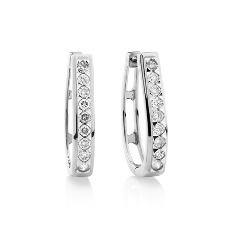 Huggie Earrings with 0.50 Carat TW of Diamonds in 10kt White Gold Huggie Earrings with 0.50 Carat TW of Diamonds in 10kt White Gold