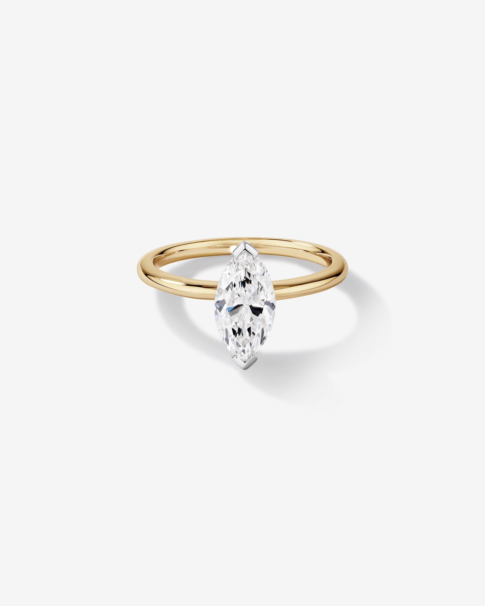 Bague de fiançailles solitaire en diamant cultivé en laboratoire TW Marquise de 1,25 carat en or jaune et blanc 14 carats