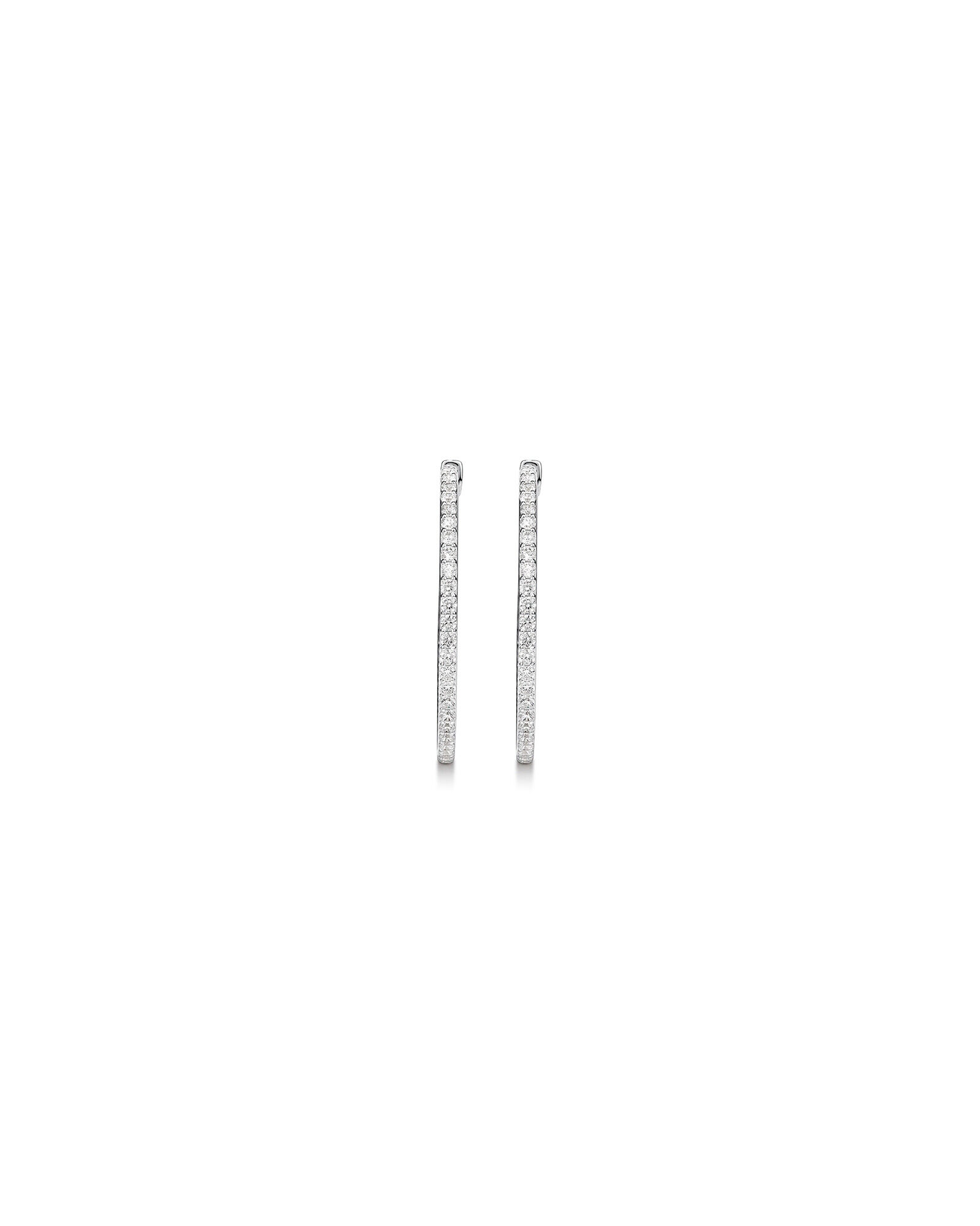 Hoop Earrings with Cubic Zirconia in Sterling Silver