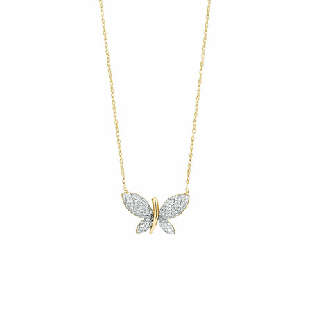 Butterfly Pendant with 0.20 Carat TW Diamonds in 10kt Yellow Gold