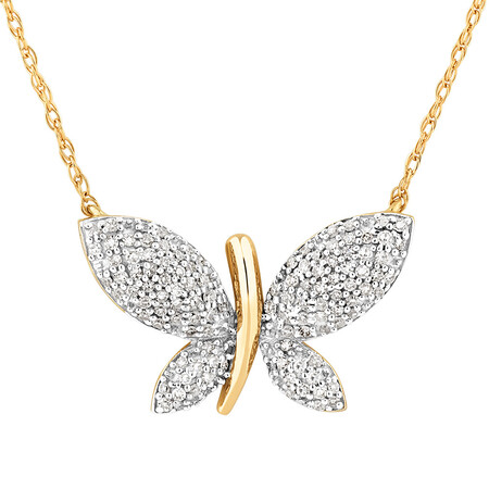 Butterfly Pendant with 0.20 Carat TW Diamonds in 10kt Yellow Gold Butterfly Pendant with 0.20 Carat TW Diamonds in 10kt Yellow Gold
