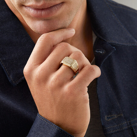 Men's Ring with 1 Carat TW of Diamonds In 10kt Yellow Gold Men's Ring with 1 Carat TW of Diamonds In 10kt Yellow Gold