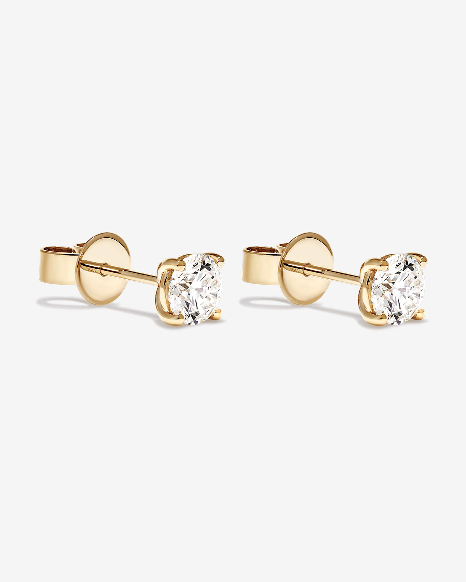 1.00 Carat TW Laboratory-Grown Diamond Solitaire Stud Earrings 14kt Yellow Gold