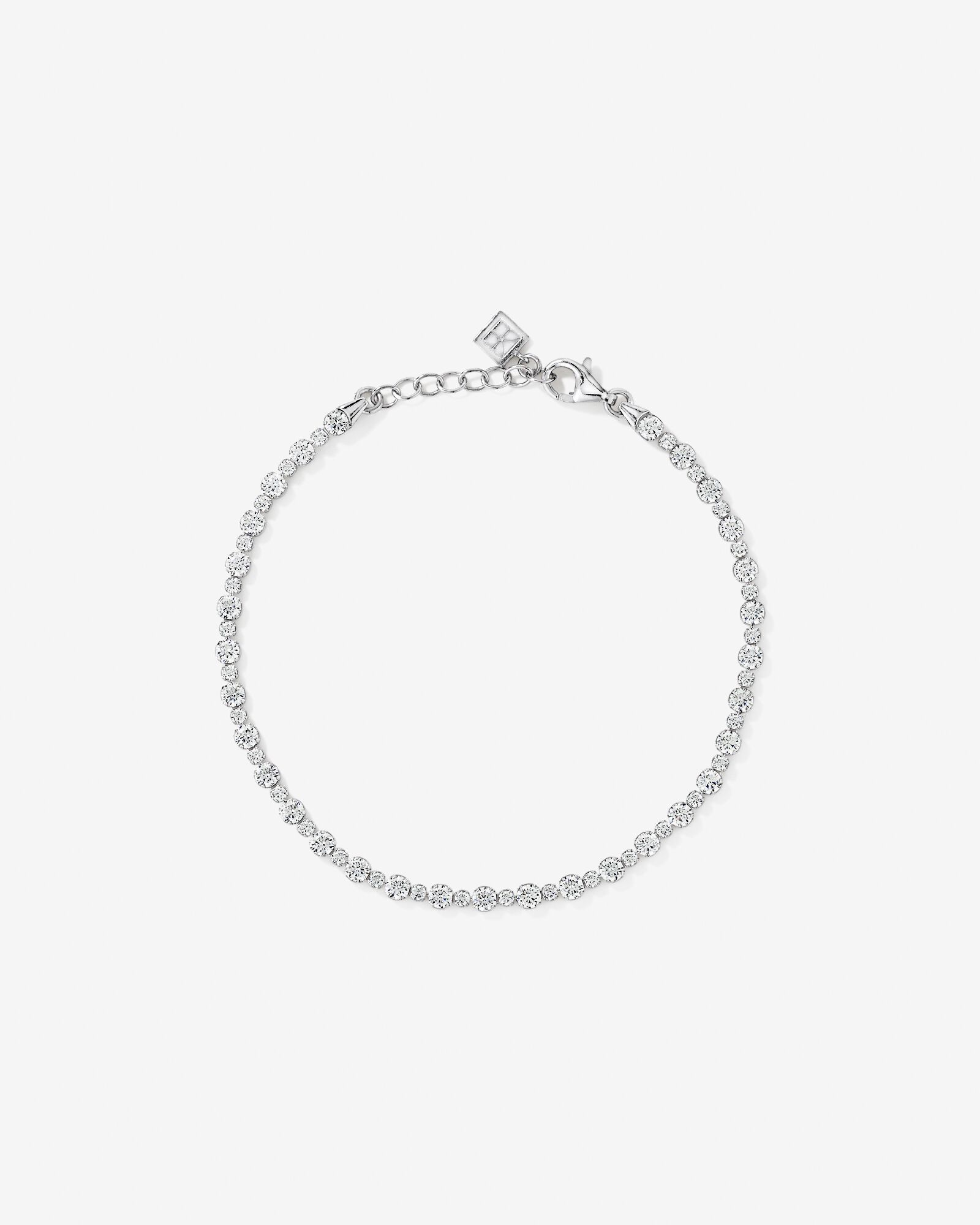 19cm (7.4") Round Tennis Bracelet with Cubic Zirconia in Sterling Silver
