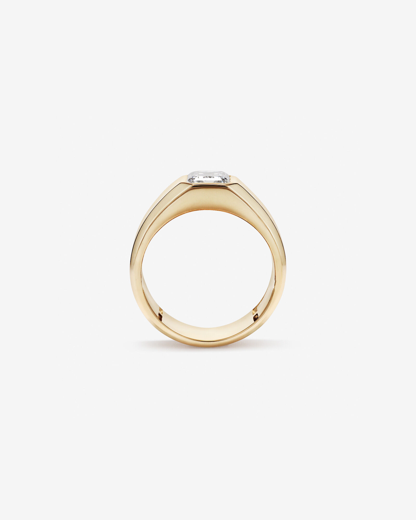 2.00 Carat TW Bezel Set Emerald Cut Lab-Grown Diamond Modern Cigar Band in 14kt Yellow Gold