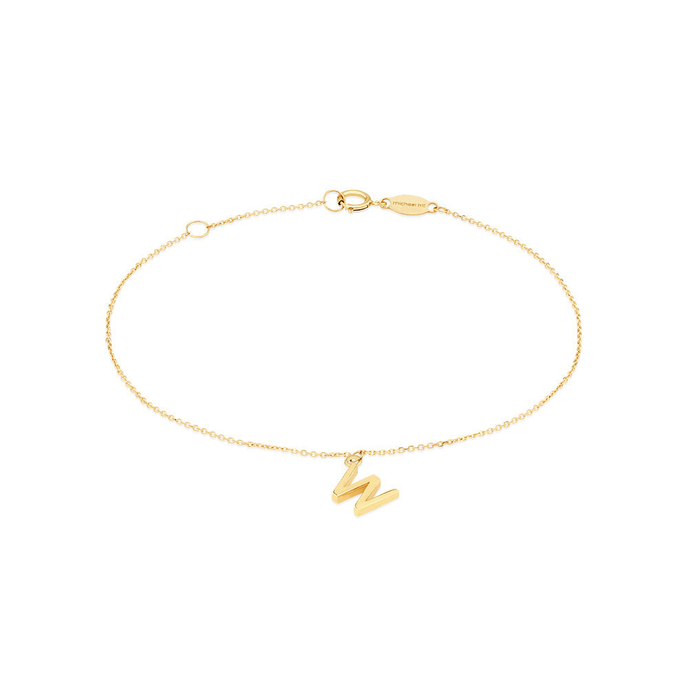 19cm (7.5") W Initial Bracelet in 10kt Yellow Gold
