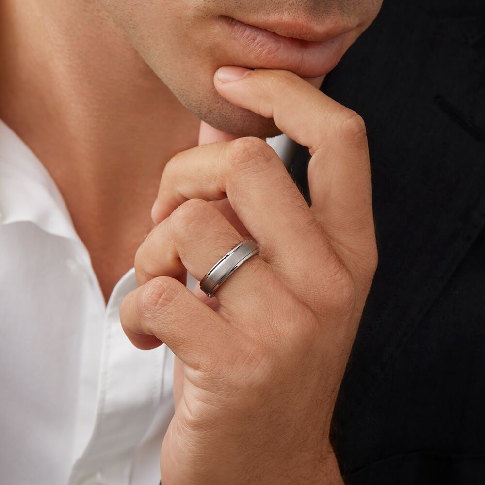 Men's Ring Grey Sapphire Tungsten