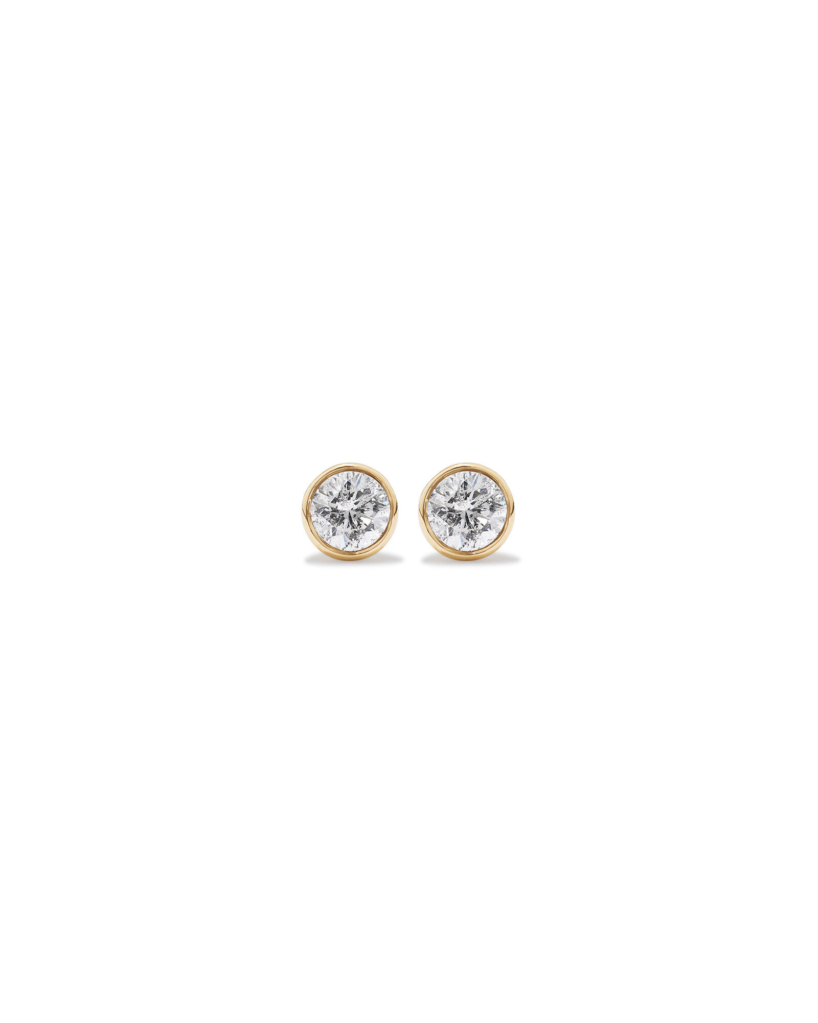 0.25 Carat TW Round Brilliant Diamond Solitaire Bezel Set Stud Earrings 18kt Yellow Gold