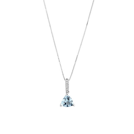 Pendant with Aquamarine with Diamonds in 10kt White Gold Pendant with Aquamarine with Diamonds in 10kt White Gold