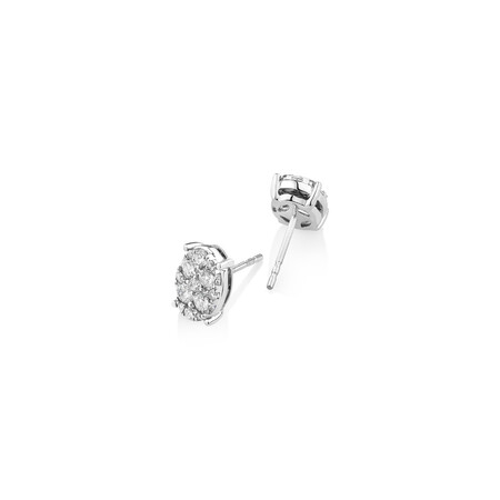 Oval Cluster Earrings with 1.0 Carat TW of Diamonds in 10kt White Gold Oval Cluster Earrings with 1.0 Carat TW of Diamonds in 10kt White Gold
