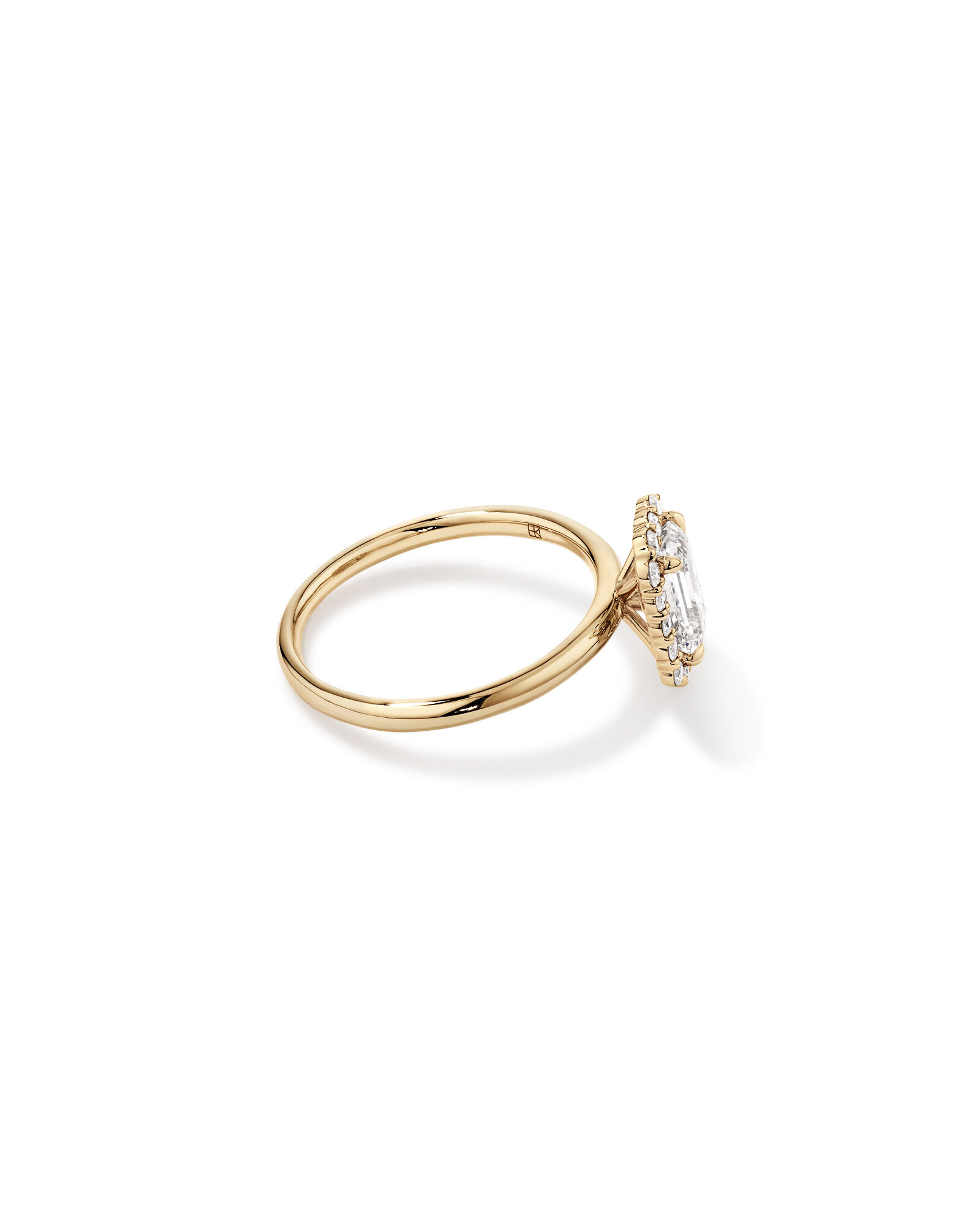 Bague de fiançailles en halo de diamants cultivés en laboratoire TW taille émeraude de 1,46 carat en or jaune 14 carats