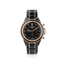Chronograph Watch with 1/2 Carat TW of Diamonds in Black Ceramic & Rose Tone Stainless Steel