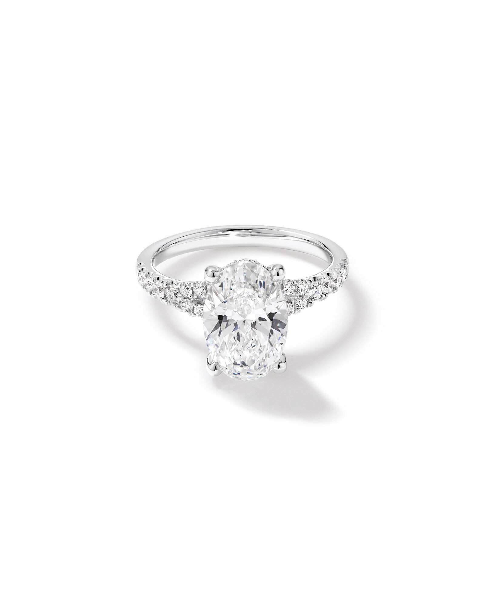 3.50 Carat TW Oval Cut Laboratory-Grown Diamond Engagement Ring in 18kt White Gold