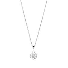 Flower Pendant with Diamonds in 10kt White Gold