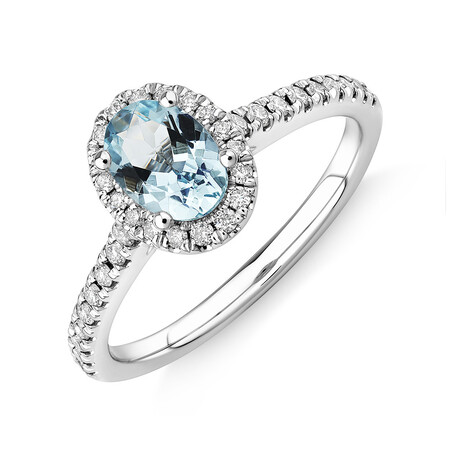 Bridal Set with 1/2 Carat TW of Diamonds & Aquamarine in 14kt White Gold Bridal Set with 1/2 Carat TW of Diamonds & Aquamarine in 14kt White Gold