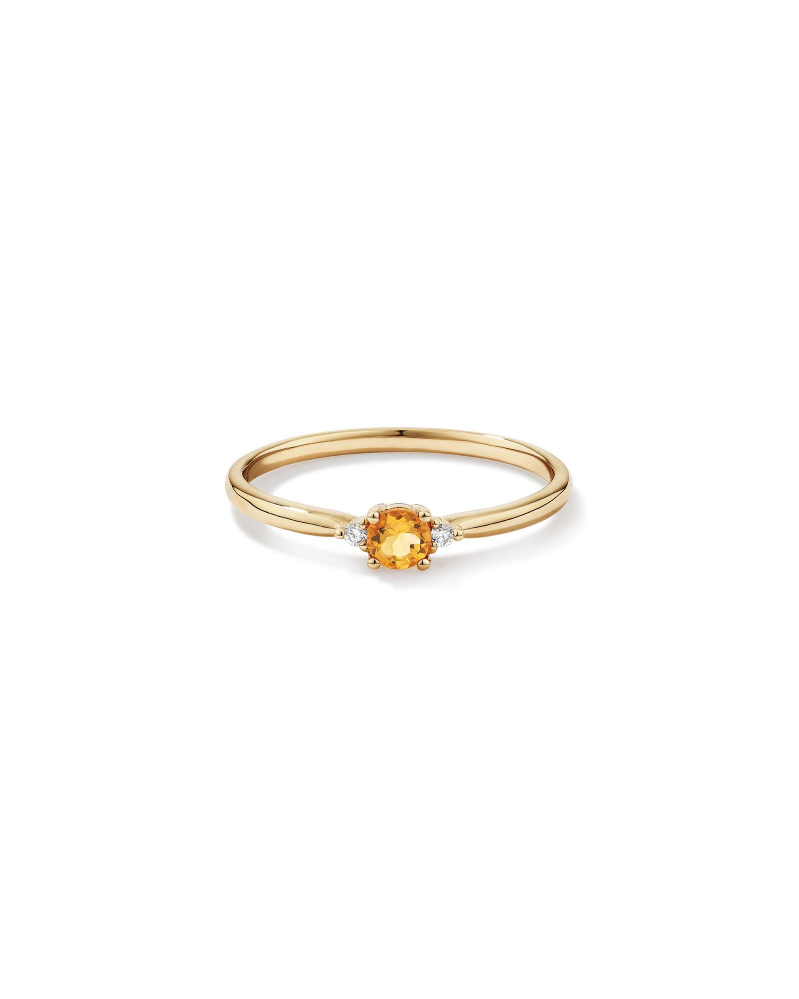 3 Stone Ring with Citrine Diamonds in 10kt Yellow Gold