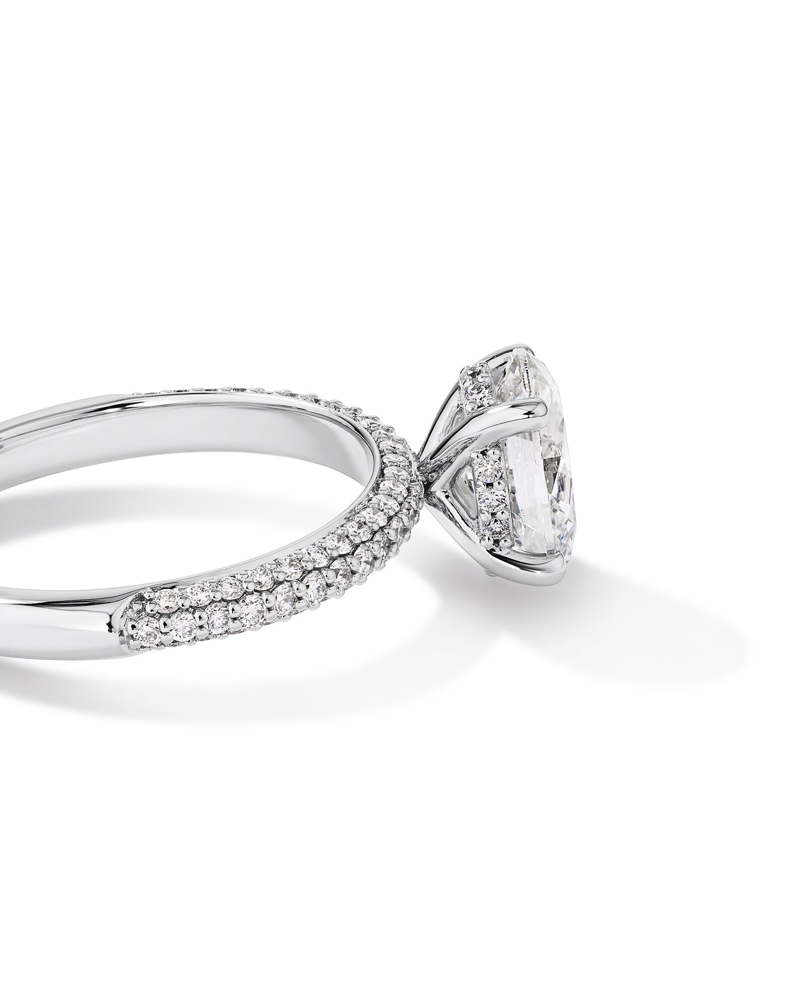 1.95 Carat TW Oval Cut Laboratory-Grown Diamond Solitaire Side Accent Engagement Ring in 14kt Gold