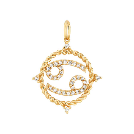 Cancer Zodiac Pendant with 0.20 Carat TW of Diamonds in 10kt Yellow Gold Cancer Zodiac Pendant with 0.20 Carat TW of Diamonds in 10kt Yellow Gold